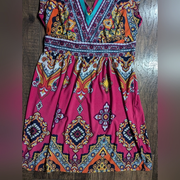 Kiara Women's Bright Colorful Paisley Bohemian Summer Beach Cover Up Size Med - Picture 4 of 16